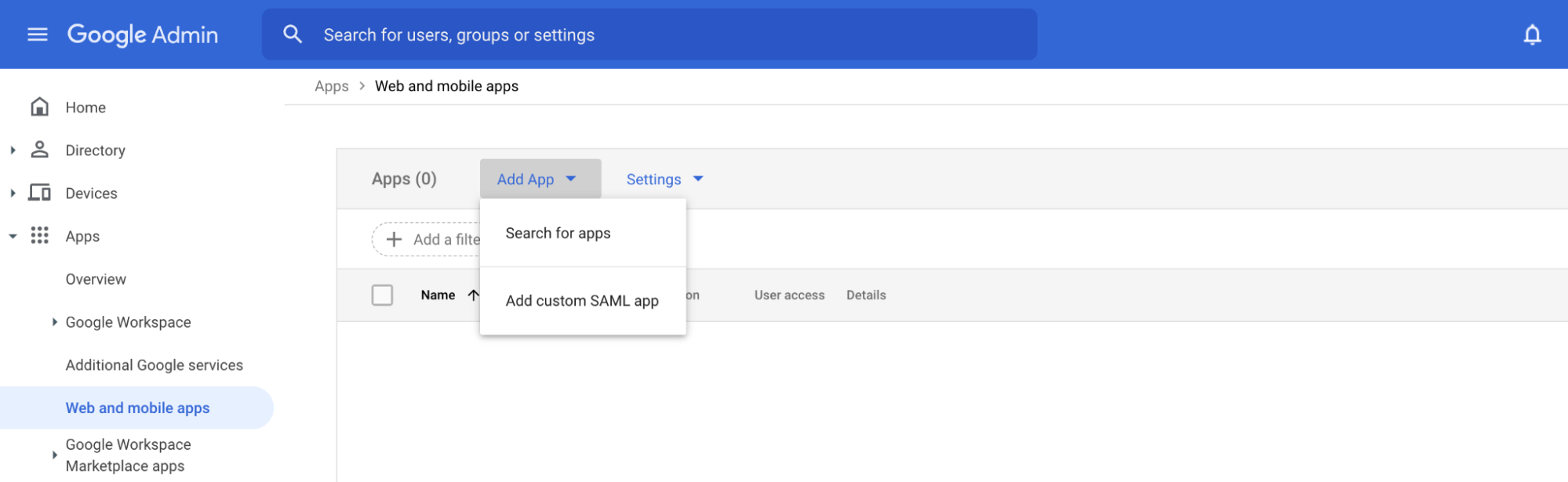 Add custom SAML app